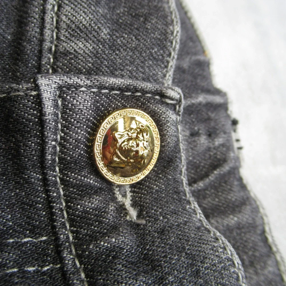 Versace Jeans Youth 6A 22X21 Gray Logo Graphic‎ Button Waist Straight Italy Made